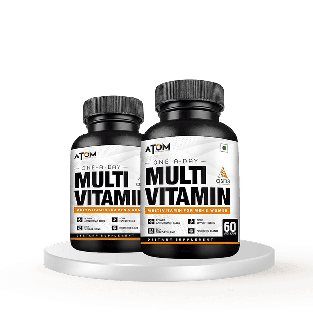 AS-IT-IS Nutrition ATOM Multivitamin for Men & Women - 60 capsules | 31 Vital Nutrients | Designed as per RDA | Supports Bone & Skin Health | Powerful Antioxidant | With Probiotic Blend | Pack of 2