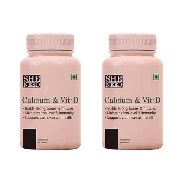 SheNeed Calcium and Vit-D Supplement-60 Capsules (Pack of 2)