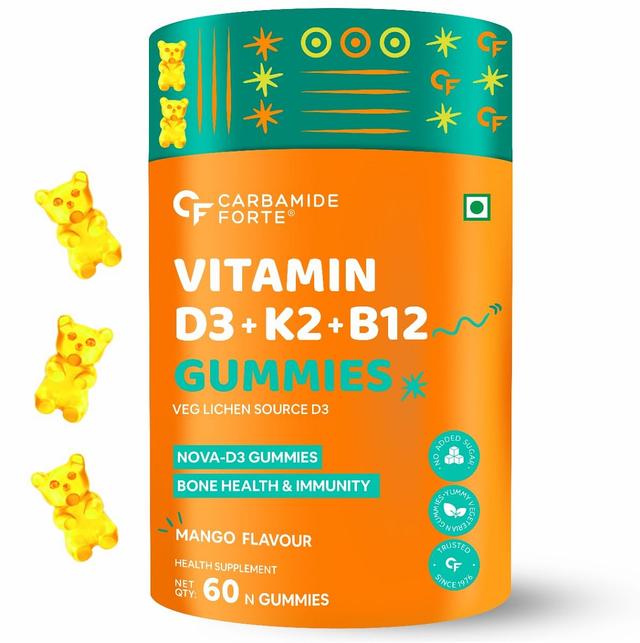 Carbamide Forte Vitamin D3 K2 B12 - Gummies for Women, Men & Kids - 60 Veg Gummies
