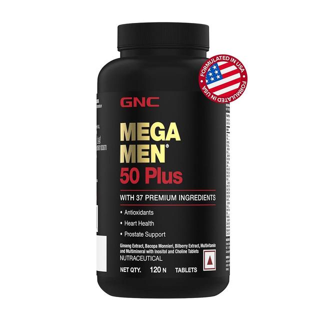 GNC Mega Men 50 Plus Multivitamin | Promotes Prostate Health | Boosts Immunity | Protects Heart & Vision | Supports Memory | Formulated In USA | 37 Premium Ingredients | 120 Tablets