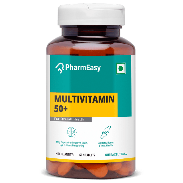 PHARMEASY MULTIVITAMIN 50+ - WITH BRAIN AND JOINT HEALTH BLEND - BOTTLE OF 60